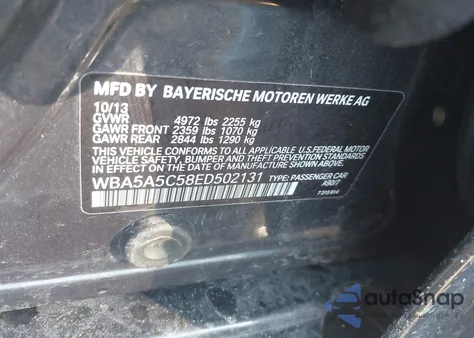 2014 BMW 528I из США, поврежденный, VIN WBA5A5C58ED502131